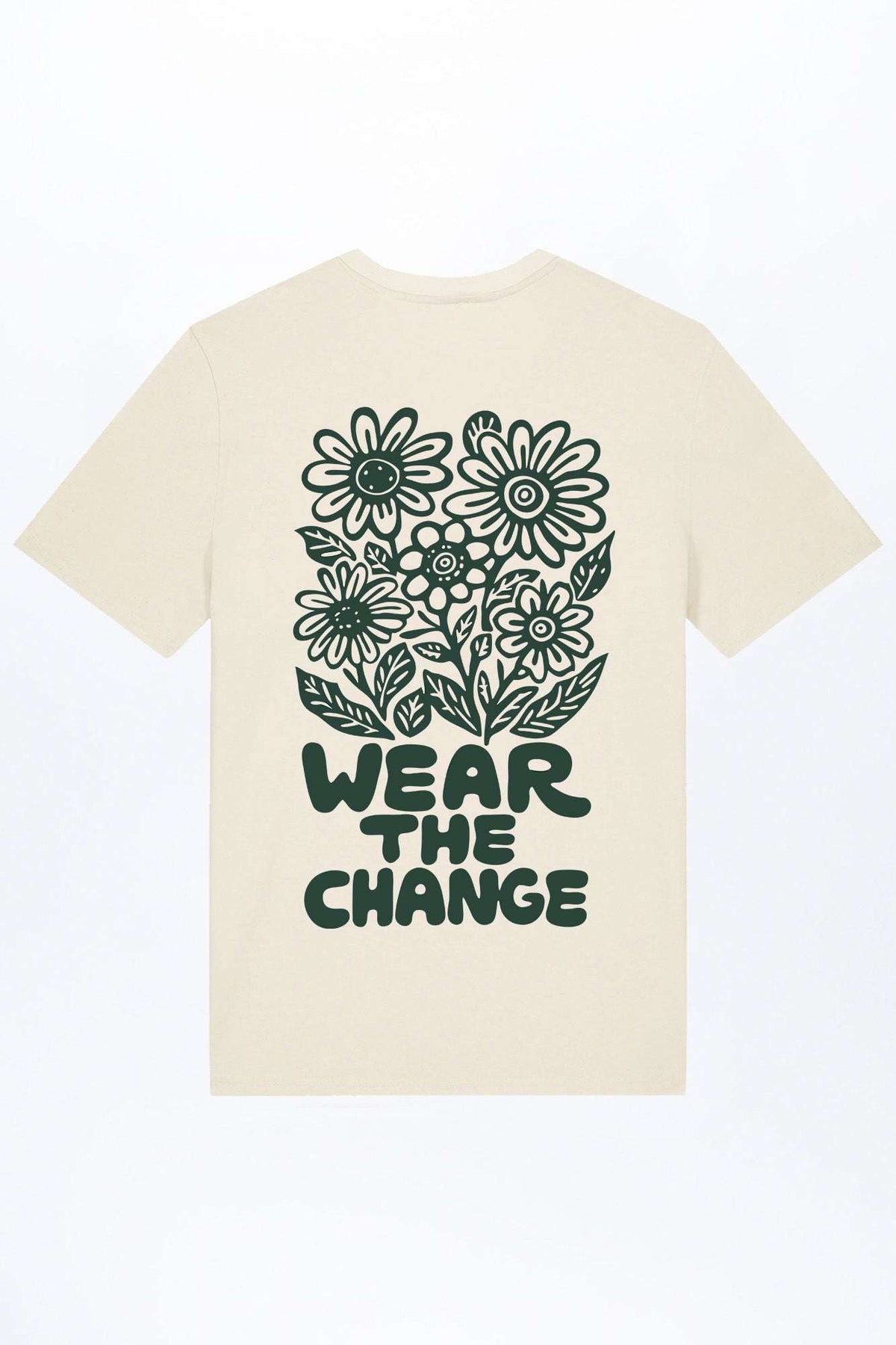 Beiges Herren-T-Shirt mit Blumen-Print und „WEAR THE CHANGE“