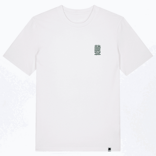 Weißes Herren-T-Shirt mit kleinem Blumen-Logo vorn