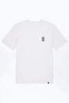Weißes Herren-T-Shirt mit kleinem Blumen-Logo vorn