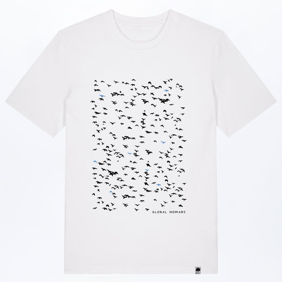 M-STTU169-T-Shirt-aus-Bio-Baumwolle-Flying-Birds-White