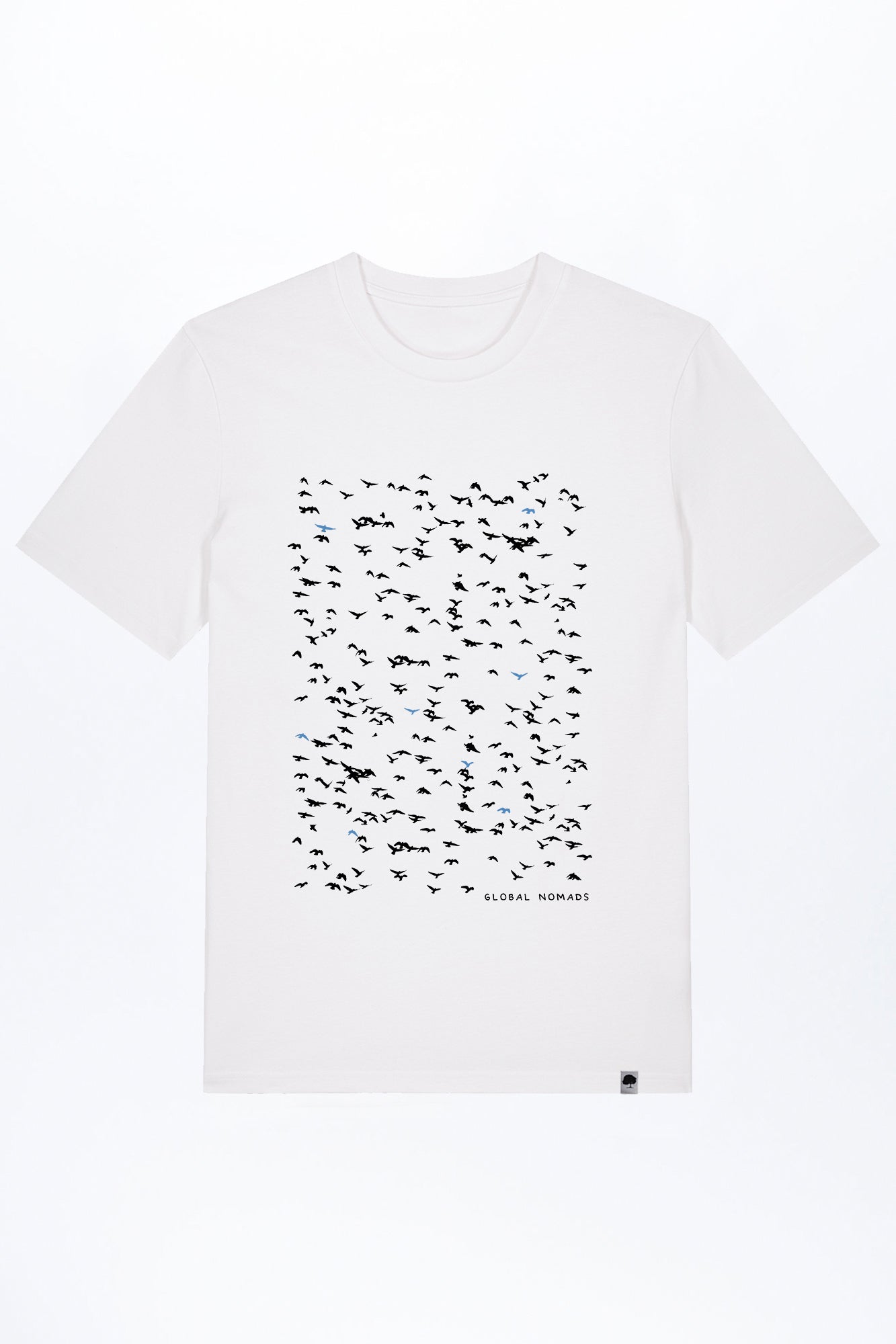 M-STTU169-T-Shirt-aus-Bio-Baumwolle-Flying-Birds-White