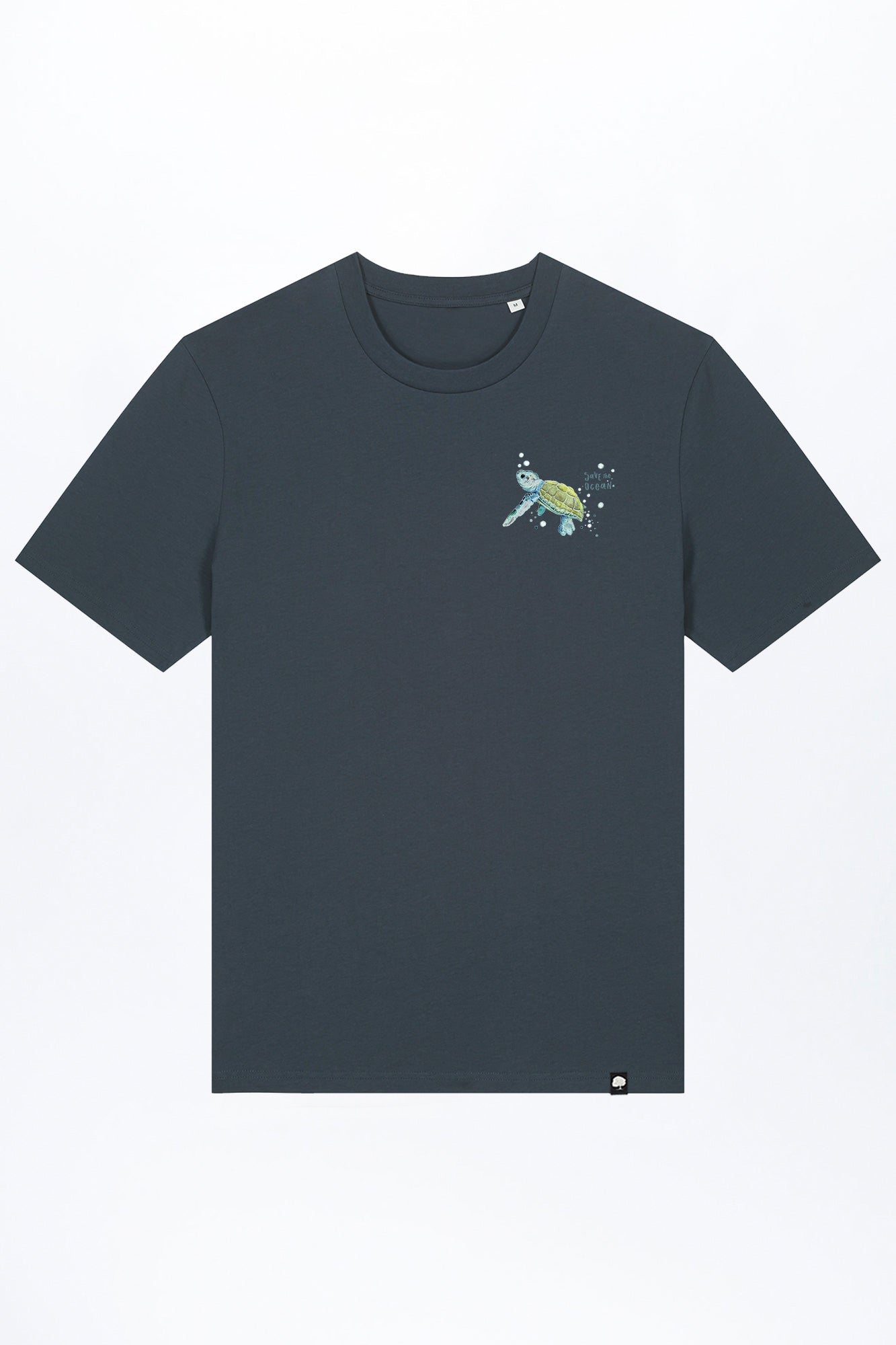 M-STTU169-T-Shirt-aus-Bio-Baumwolle-mit-Druck-Baby-Turtle-India-Ink-Grey
