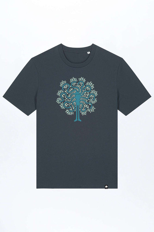 M-STTU169-T-Shirt-aus-Bio-Baumwolle-mit-Druck-Baum-Mensch-India-Ink-Grey