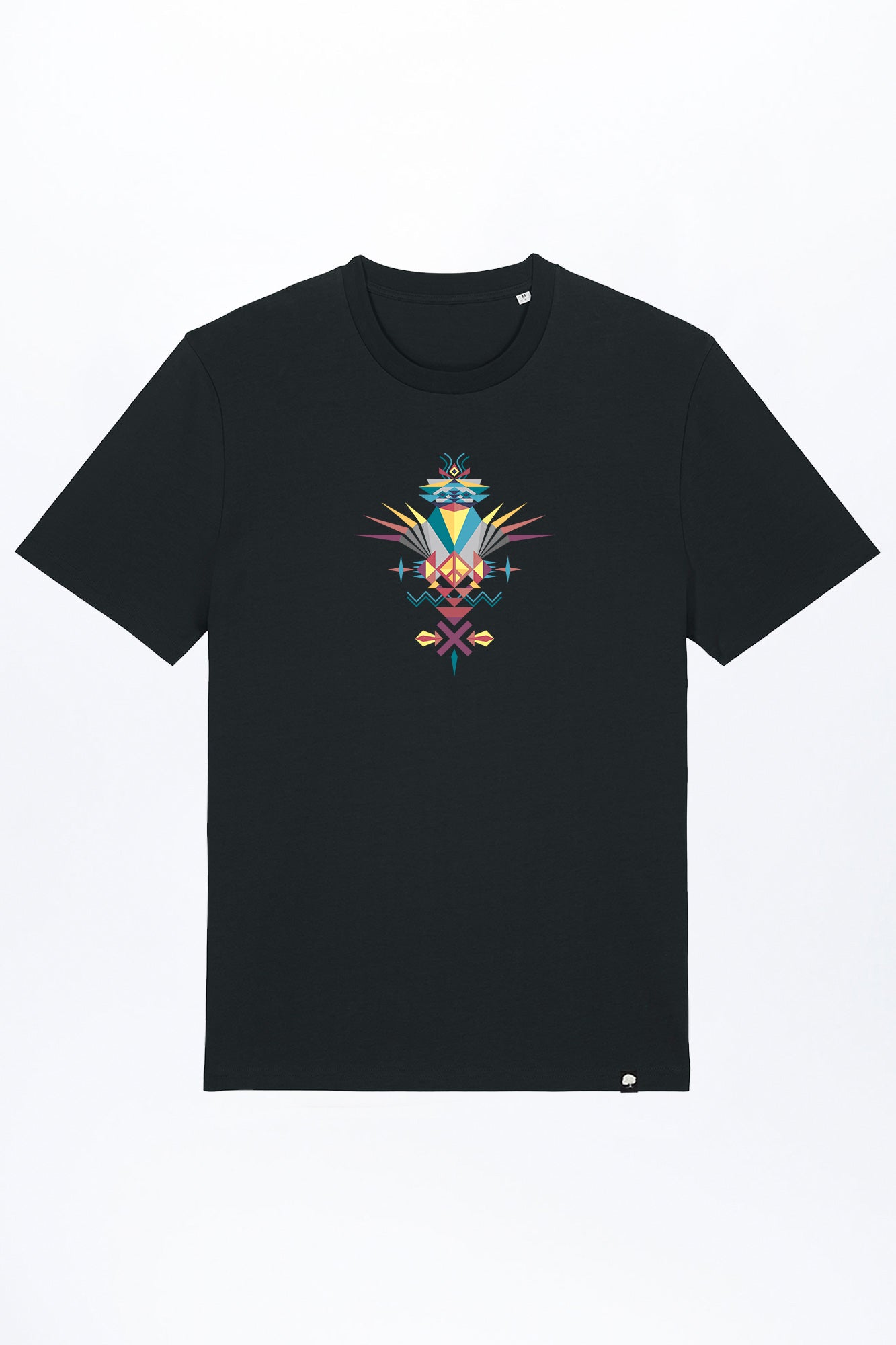 M-STTU169-T-Shirt-aus-Bio-Baumwolle-mit-Druck-Bird-of-Peace-Black