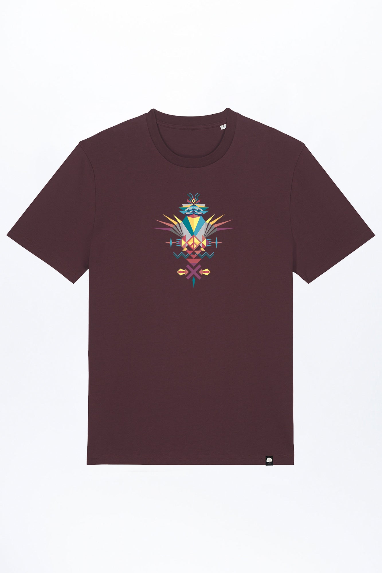 M-STTU169-T-Shirt-aus-Bio-Baumwolle-mit-Druck-Bird-of-Peace-Red-Brown
