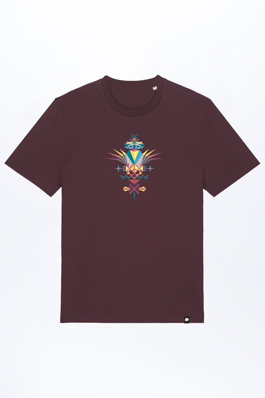 M-STTU169-T-Shirt-aus-Bio-Baumwolle-mit-Druck-Bird-of-Peace-Red-Brown