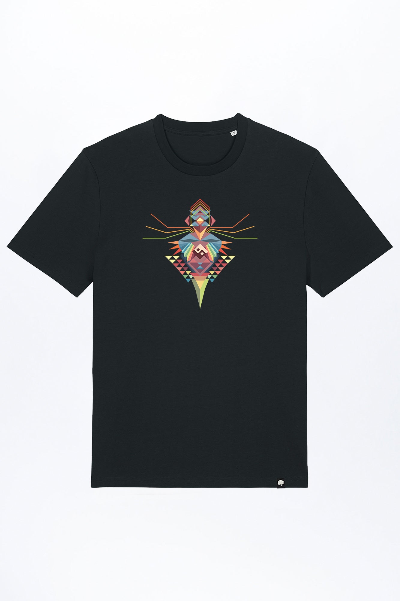 M-STTU169-T-Shirt-aus-Bio-Baumwolle-mit-Druck-Bird-of-Ying-Yang-Black