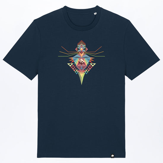 M-STTU169-T-Shirt-aus-Bio-Baumwolle-mit-Druck-Bird-of-Ying-Yang-French-Navy