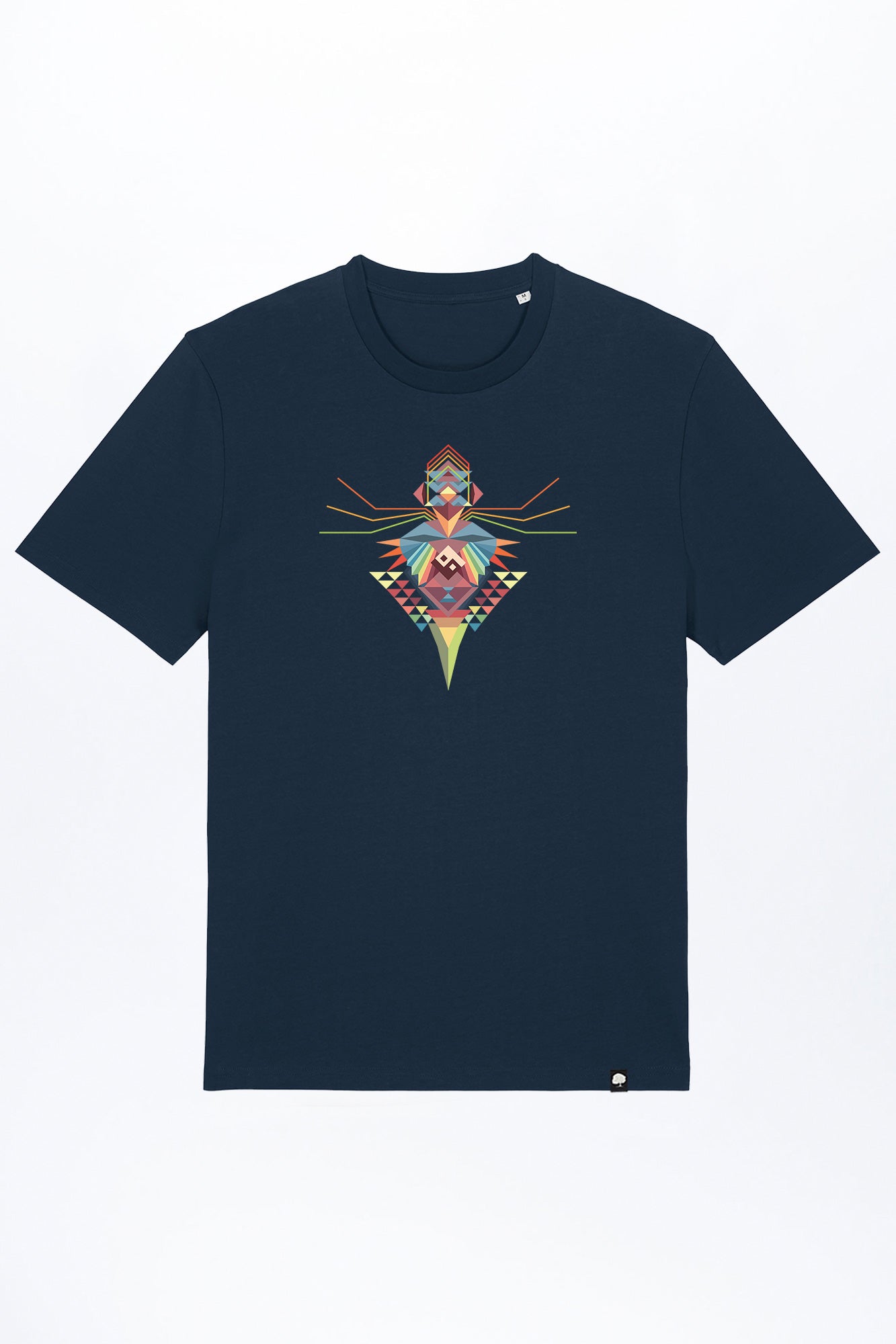 M-STTU169-T-Shirt-aus-Bio-Baumwolle-mit-Druck-Bird-of-Ying-Yang-French-Navy