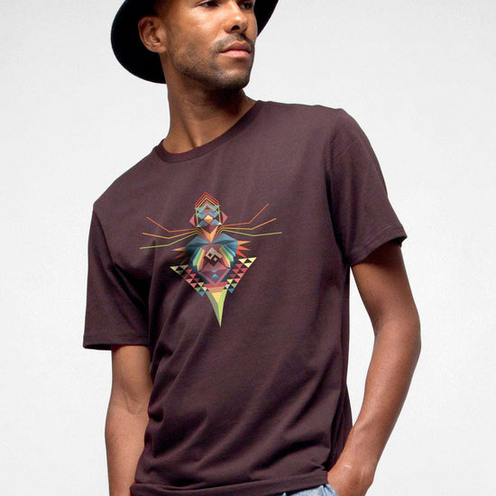 M-STTU169-T-Shirt-aus-Bio-Baumwolle-mit-Druck-Bird-of-Ying-Yang-Red-Brown-Model