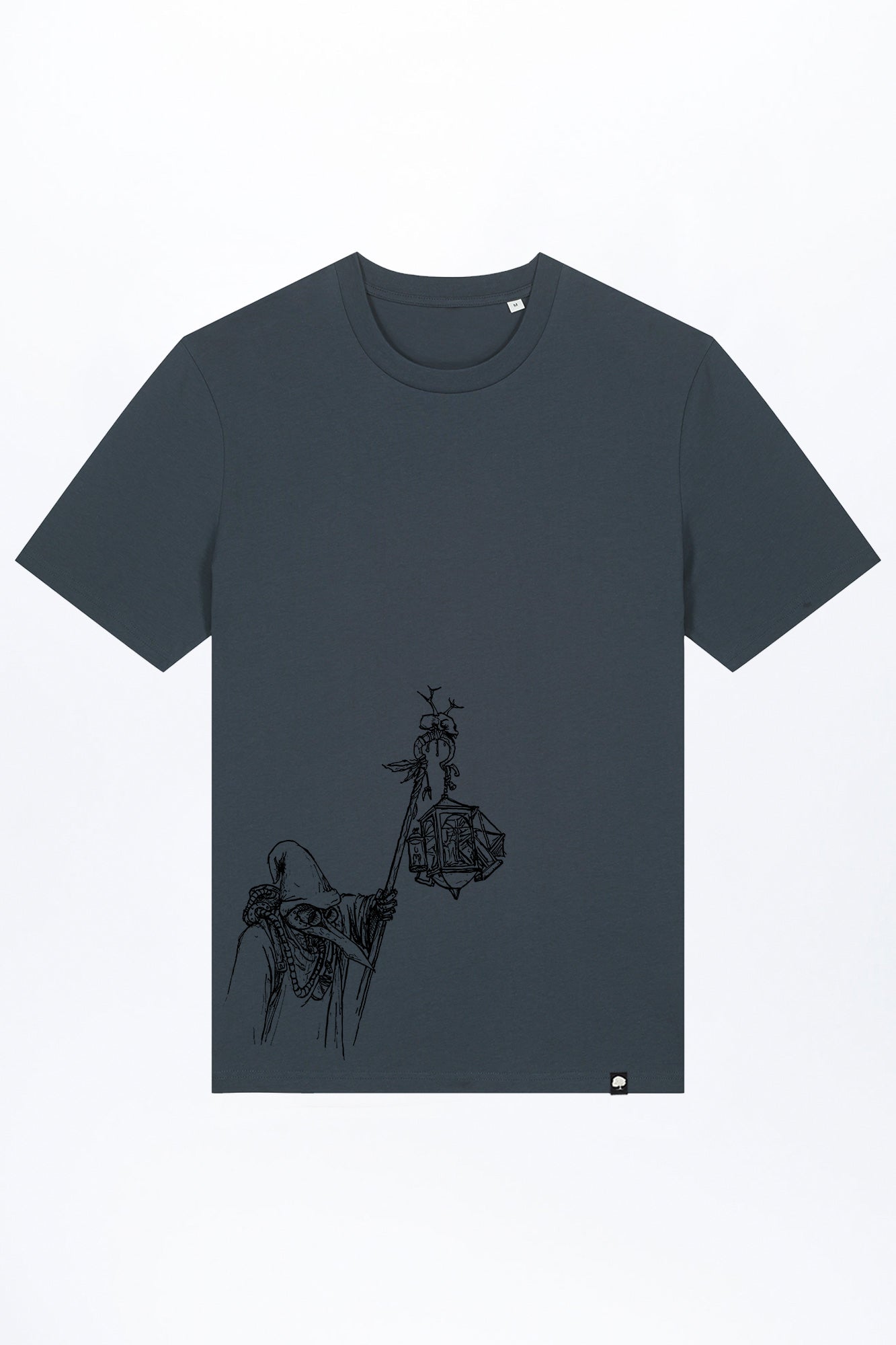 M-STTU169-T-Shirt-aus-Bio-Baumwolle-mit-Druck-Dr-Schnabel-India-Ink-Grey