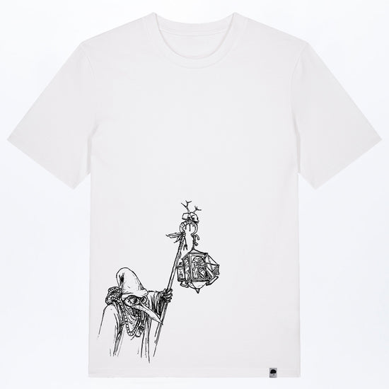 M-STTU169-T-Shirt-aus-Bio-Baumwolle-mit-Druck-Dr-Schnabel-White