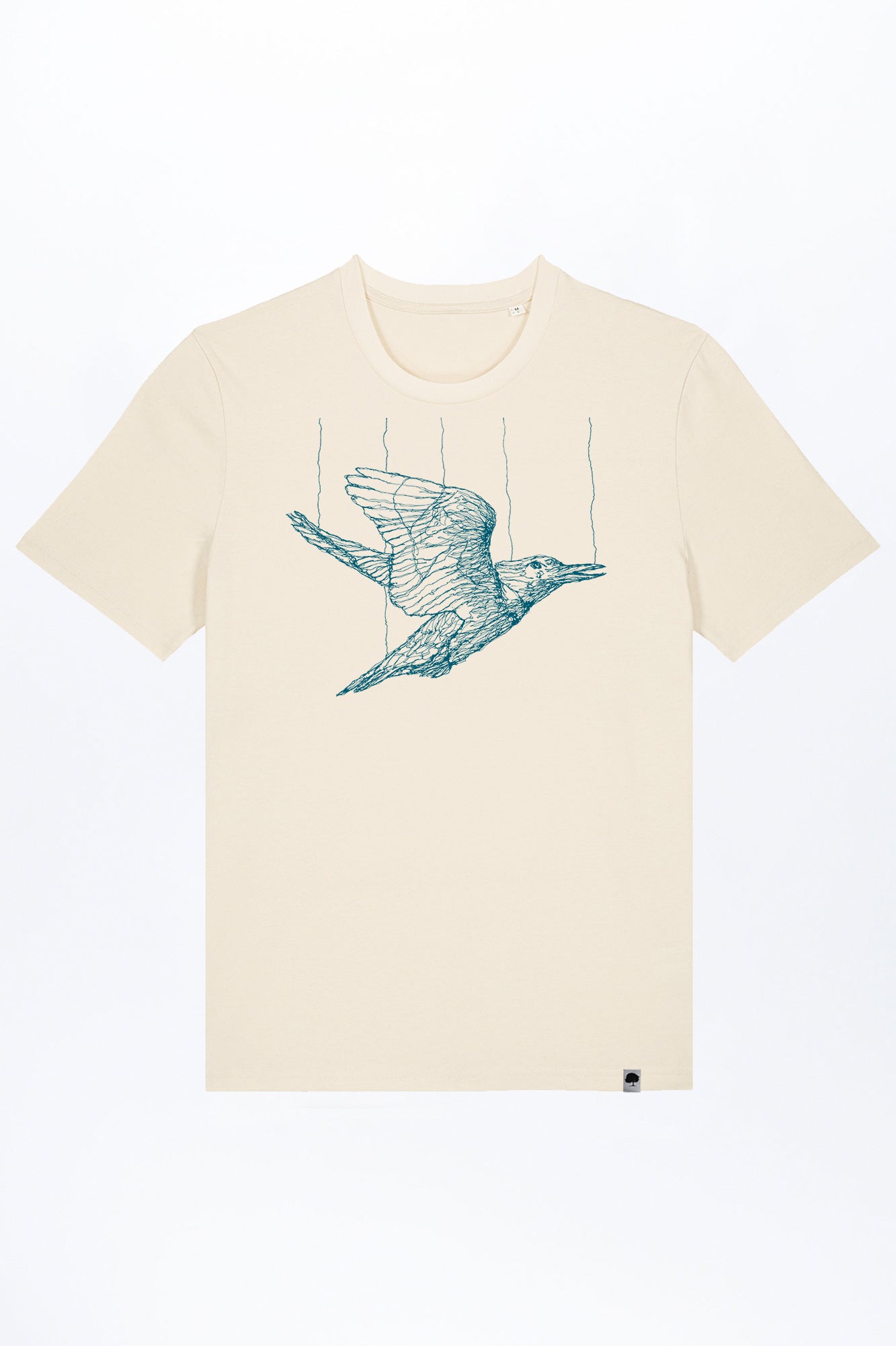 M-STTU169-T-Shirt-aus-Bio-Baumwolle-mit-Druck-Freedom-Bird-Natural-Rasew
