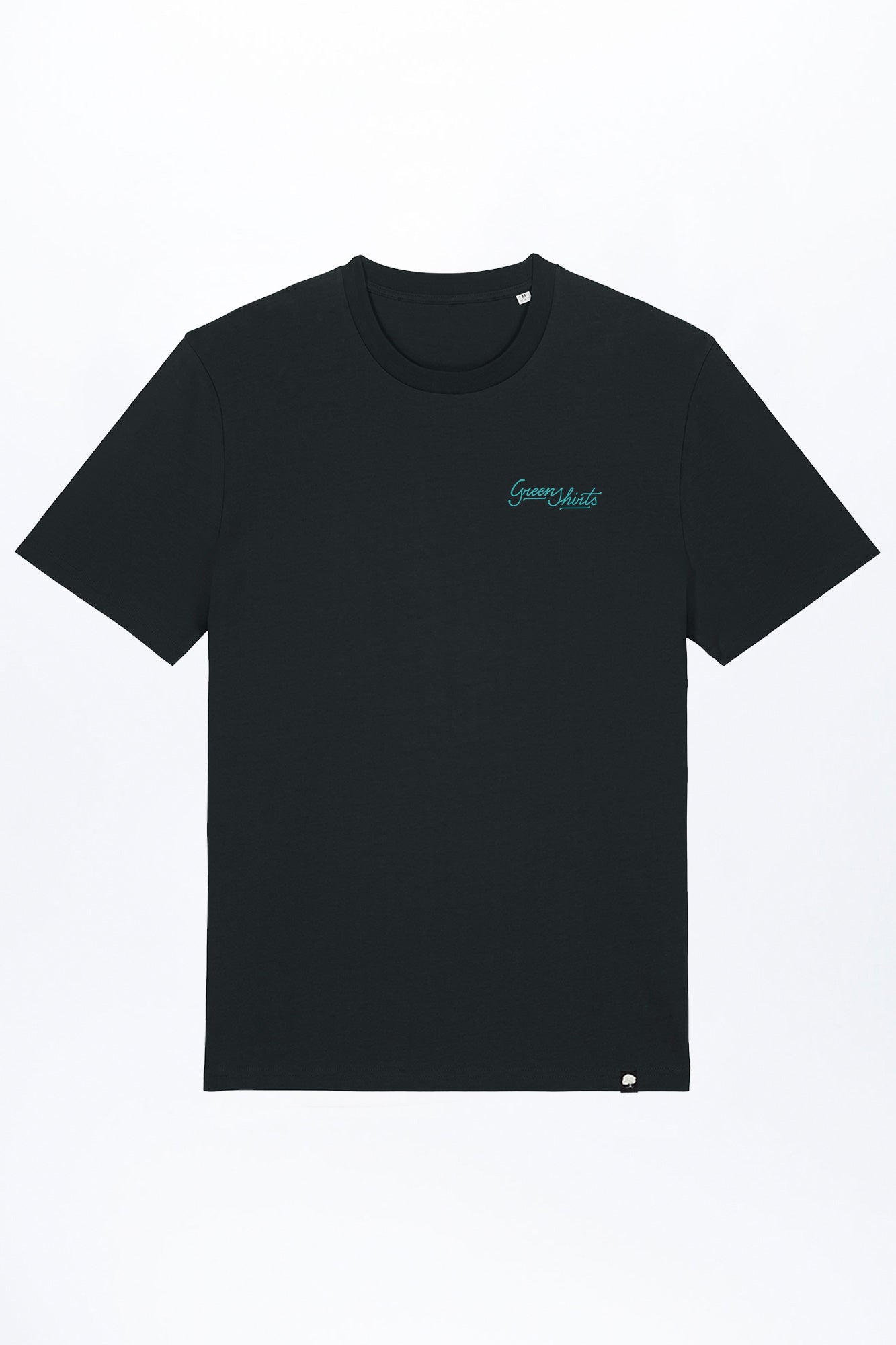 M-STTU169-T-Shirt-aus-Bio-Baumwolle-mit-Druck-Green-Shirts-Typo-Black