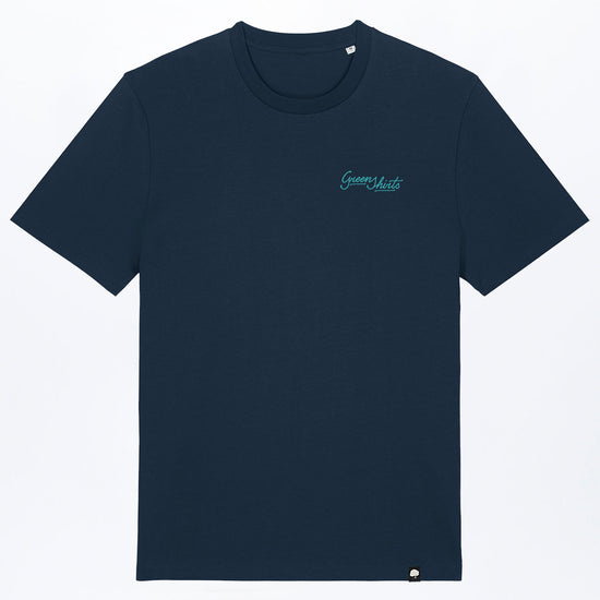 M-STTU169-T-Shirt-aus-Bio-Baumwolle-mit-Druck-Green-Shirts-Typo-French-Navy