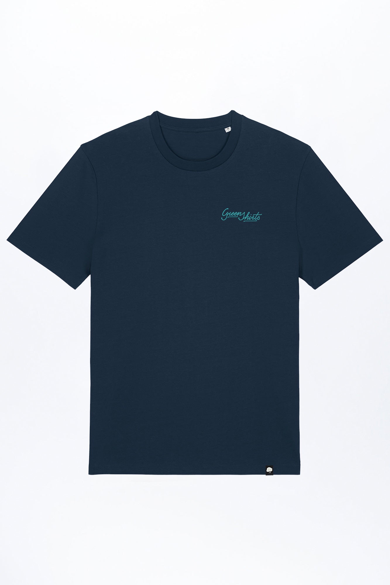 M-STTU169-T-Shirt-aus-Bio-Baumwolle-mit-Druck-Green-Shirts-Typo-French-Navy