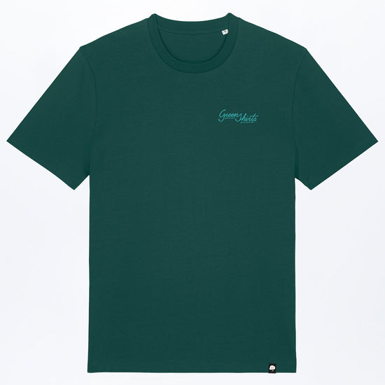M-STTU169-T-Shirt-aus-Bio-Baumwolle-mit-Druck-Green-Shirts-Typo-Glazed-Green