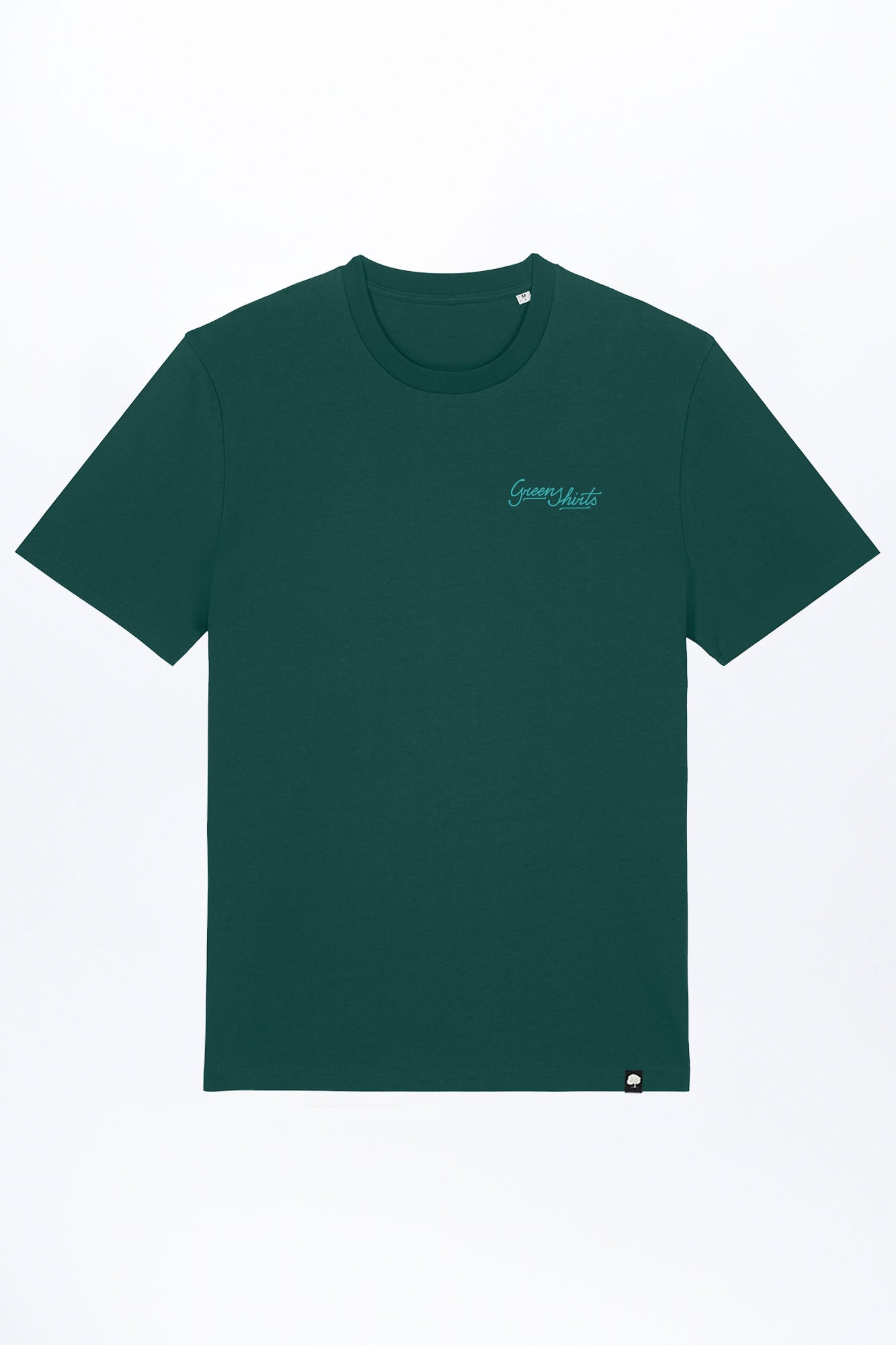 M-STTU169-T-Shirt-aus-Bio-Baumwolle-mit-Druck-Green-Shirts-Typo-Glazed-Green