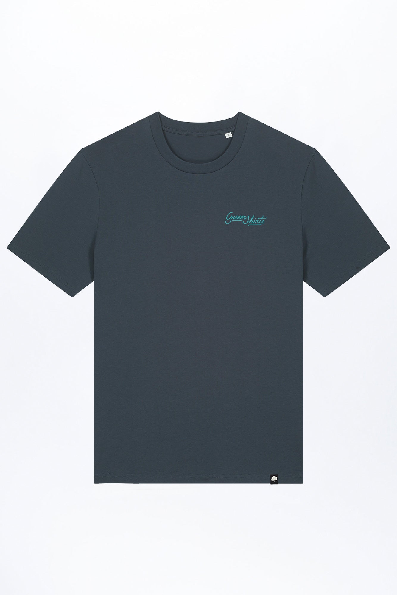 M-STTU169-T-Shirt-aus-Bio-Baumwolle-mit-Druck-Green-Shirts-Typo-India-Ink-Grey