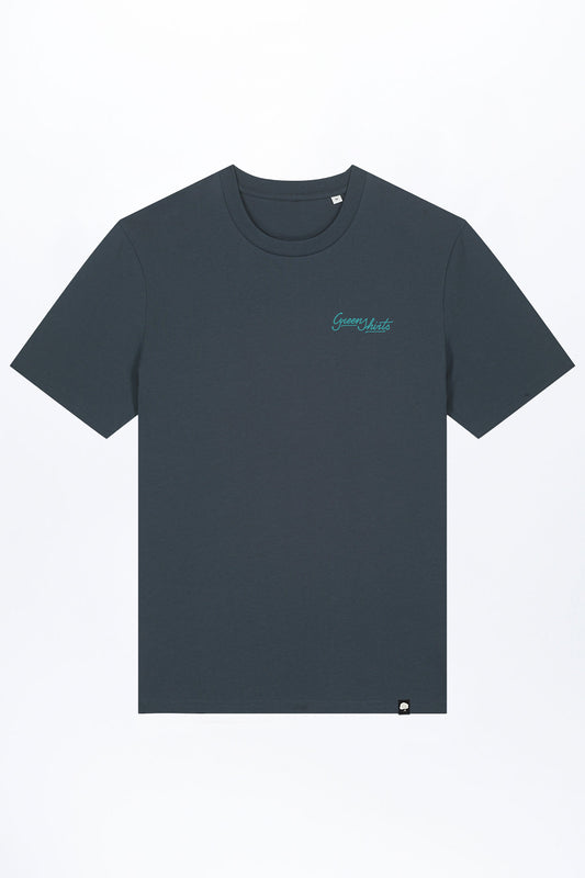 M-STTU169-T-Shirt-aus-Bio-Baumwolle-mit-Druck-Green-Shirts-Typo-India-Ink-Grey