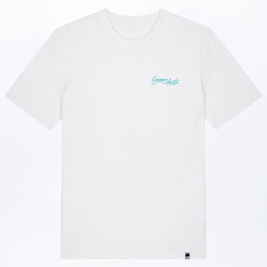 M-STTU169-T-Shirt-aus-Bio-Baumwolle-mit-Druck-Green-Shirts-Typo-White