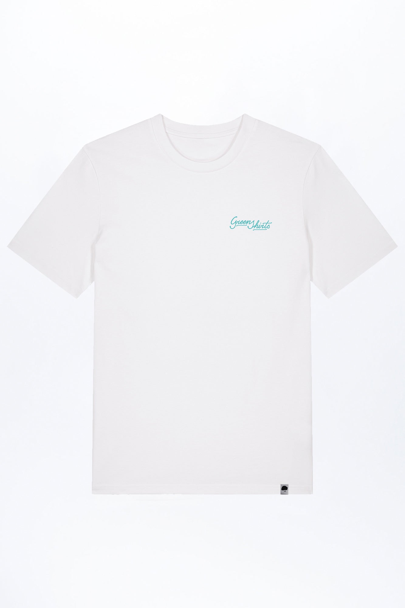 M-STTU169-T-Shirt-aus-Bio-Baumwolle-mit-Druck-Green-Shirts-Typo-White