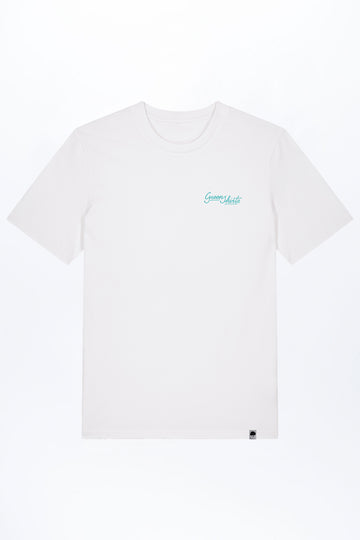 M-STTU169-T-Shirt-aus-Bio-Baumwolle-mit-Druck-Green-Shirts-Typo-White