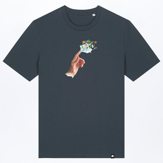 M-STTU169-T-Shirt-aus-Bio-Baumwolle-mit-Druck-Hand-of-Goods-India-Ink-Grey