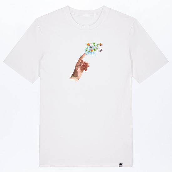 M-STTU169-T-Shirt-aus-Bio-Baumwolle-mit-Druck-Hand-of-Goods-White