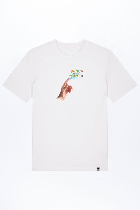 M-STTU169-T-Shirt-aus-Bio-Baumwolle-mit-Druck-Hand-of-Goods-White