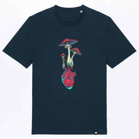 M-STTU169-T-Shirt-aus-Bio-Baumwolle-mit-Druck-Herz-Pilz-French-Navy