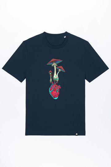 M-STTU169-T-Shirt-aus-Bio-Baumwolle-mit-Druck-Herz-Pilz-French-Navy