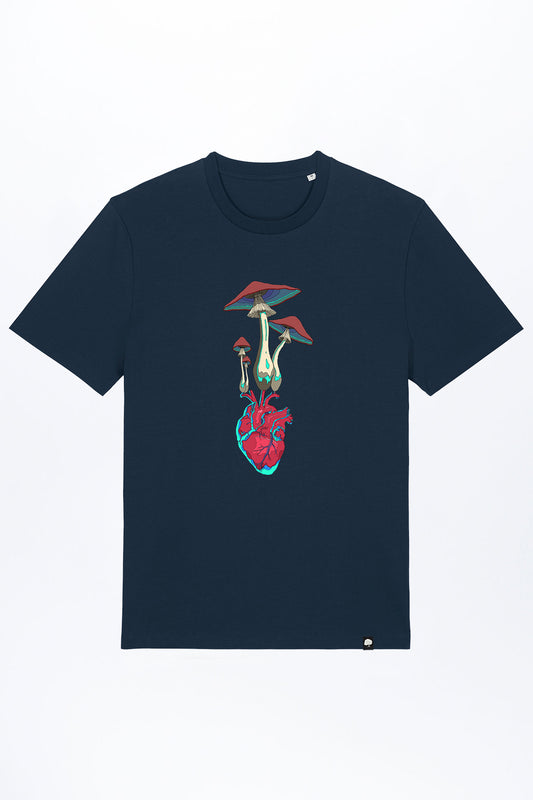 M-STTU169-T-Shirt-aus-Bio-Baumwolle-mit-Druck-Herz-Pilz-French-Navy