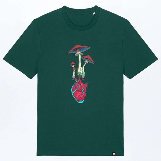 M-STTU169-T-Shirt-aus-Bio-Baumwolle-mit-Druck-Herz-Pilz-Glazed-Green