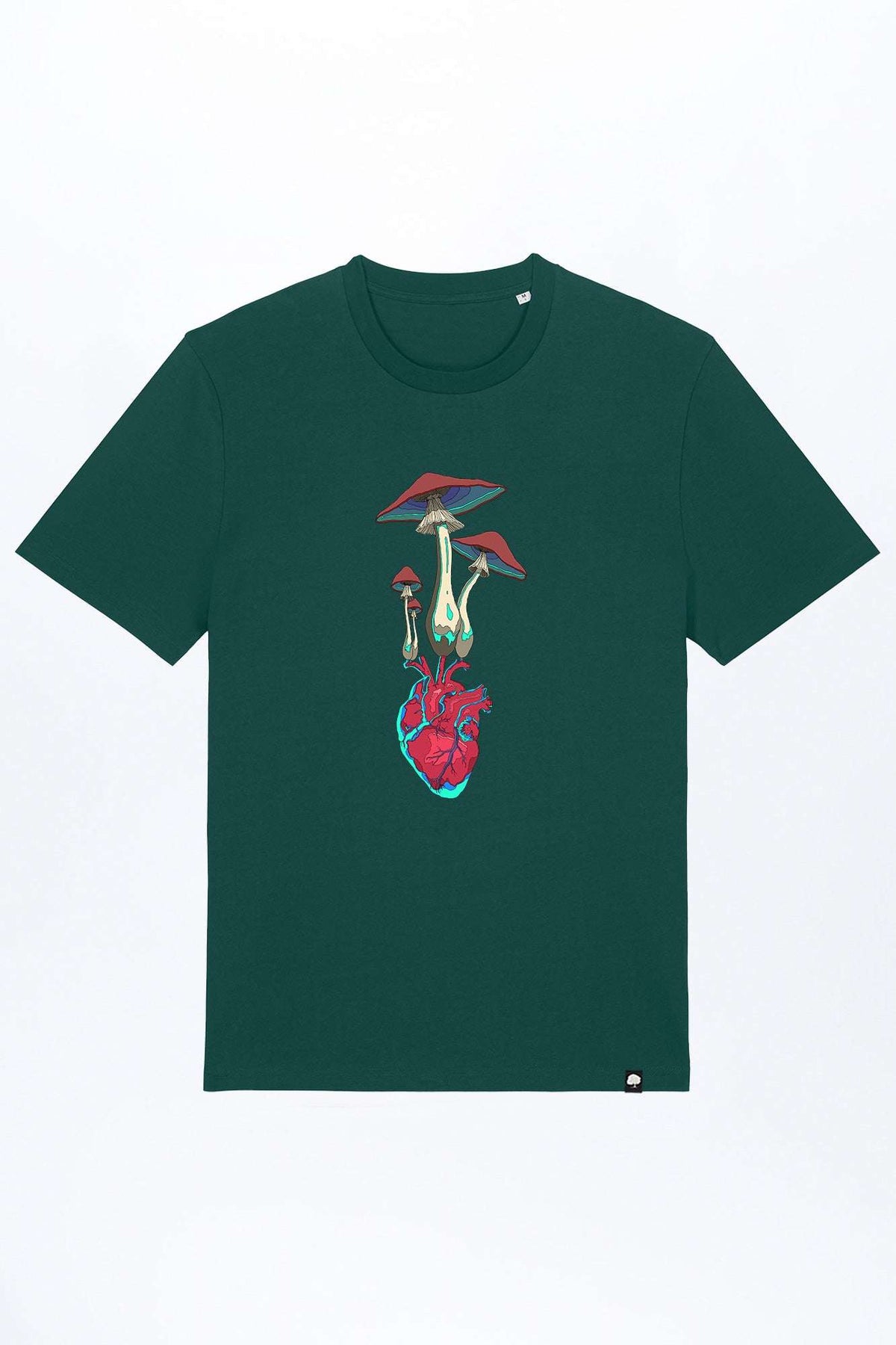M-STTU169-T-Shirt-aus-Bio-Baumwolle-mit-Druck-Herz-Pilz-Glazed-Green