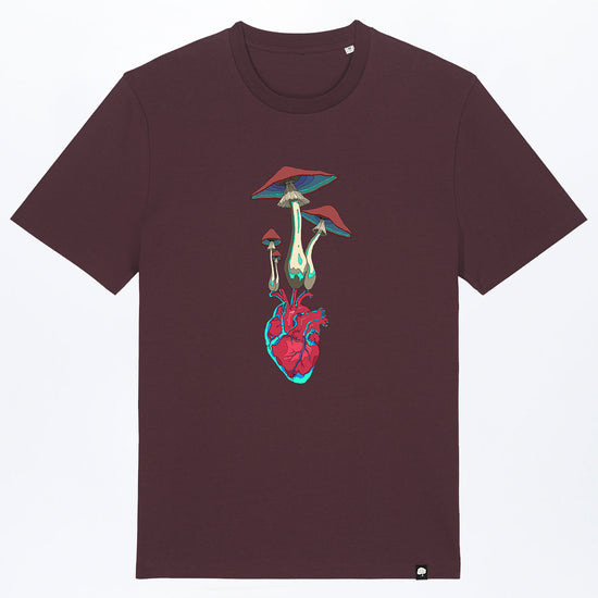 M-STTU169-T-Shirt-aus-Bio-Baumwolle-mit-Druck-Herz-Pilz-Red-Brown