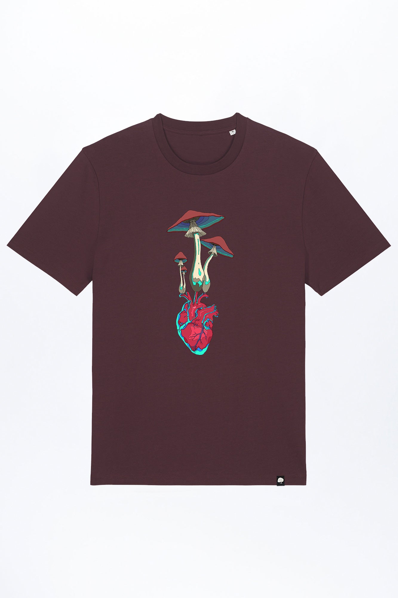 M-STTU169-T-Shirt-aus-Bio-Baumwolle-mit-Druck-Herz-Pilz-Red-Brown