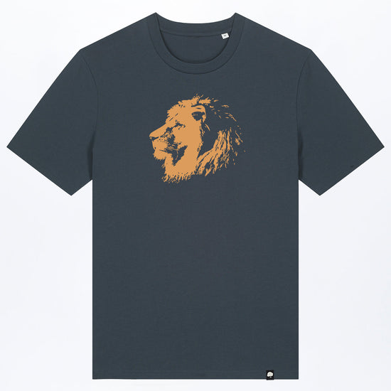 M-STTU169-T-Shirt-aus-Bio-Baumwolle-mit-Druck-Lion-India-ink-Grey