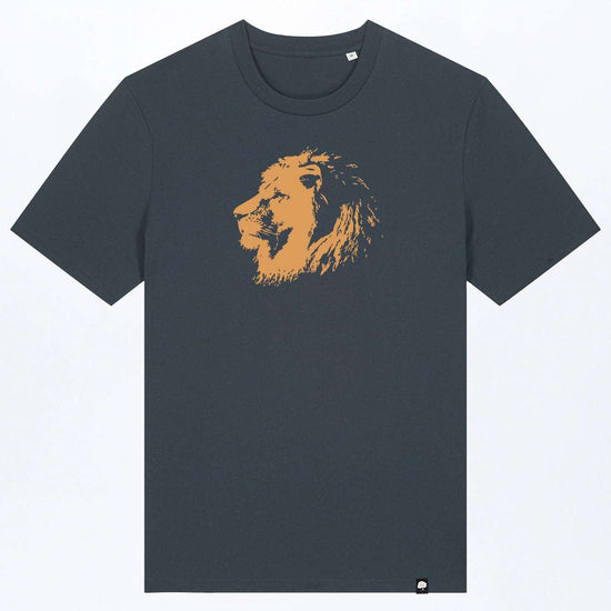 M-STTU169-T-Shirt-aus-Bio-Baumwolle-mit-Druck-Lion-India-ink-Grey