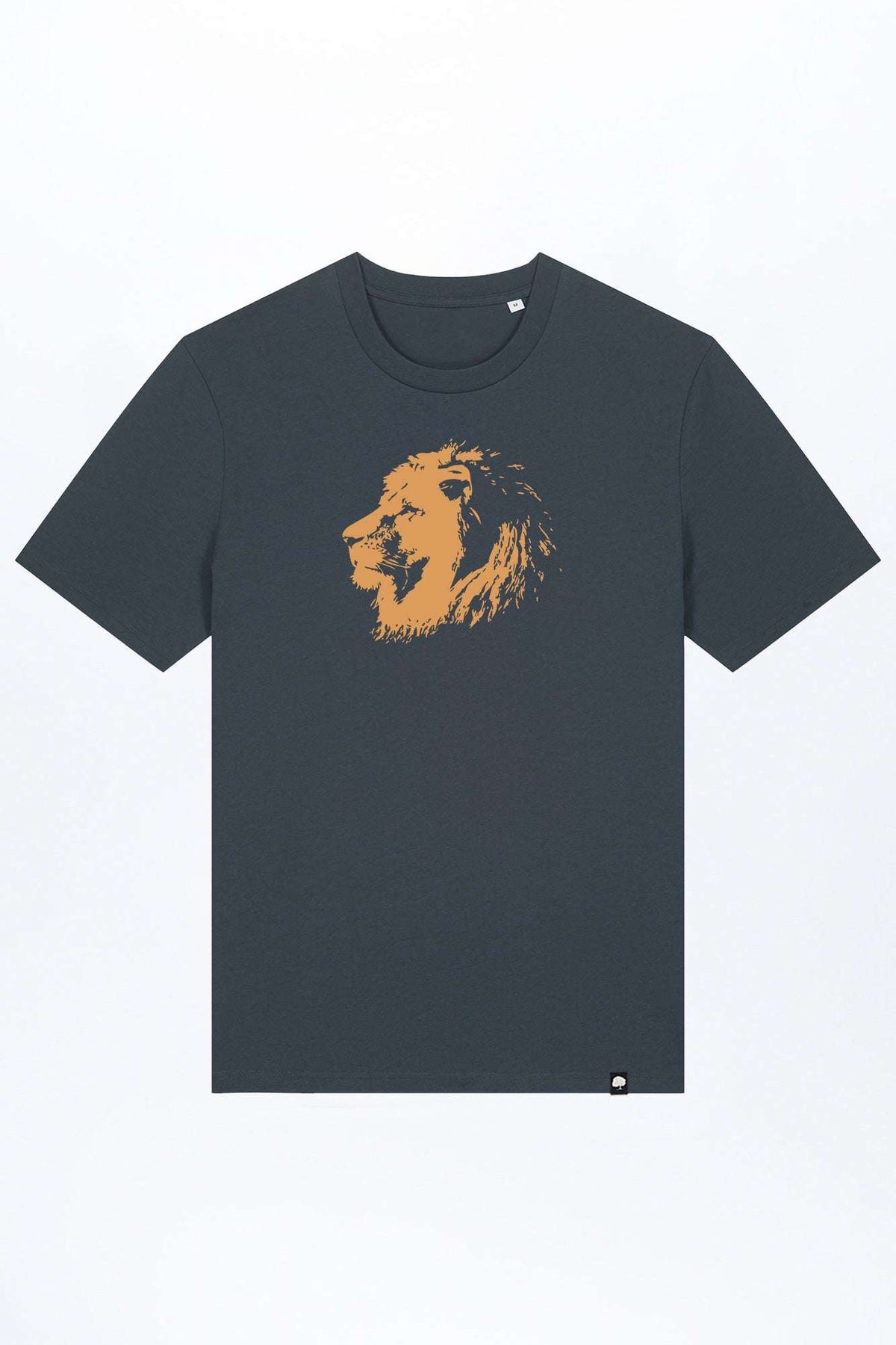 M-STTU169-T-Shirt-aus-Bio-Baumwolle-mit-Druck-Lion-India-ink-Grey