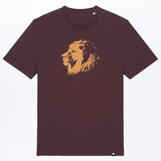 M-STTU169-T-Shirt-aus-Bio-Baumwolle-mit-Druck-Lion-Red-Brown