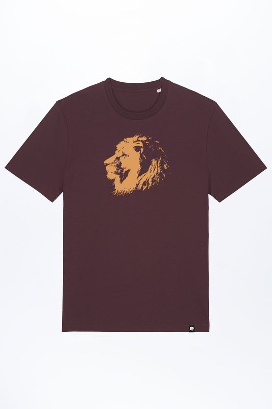 M-STTU169-T-Shirt-aus-Bio-Baumwolle-mit-Druck-Lion-Red-Brown
