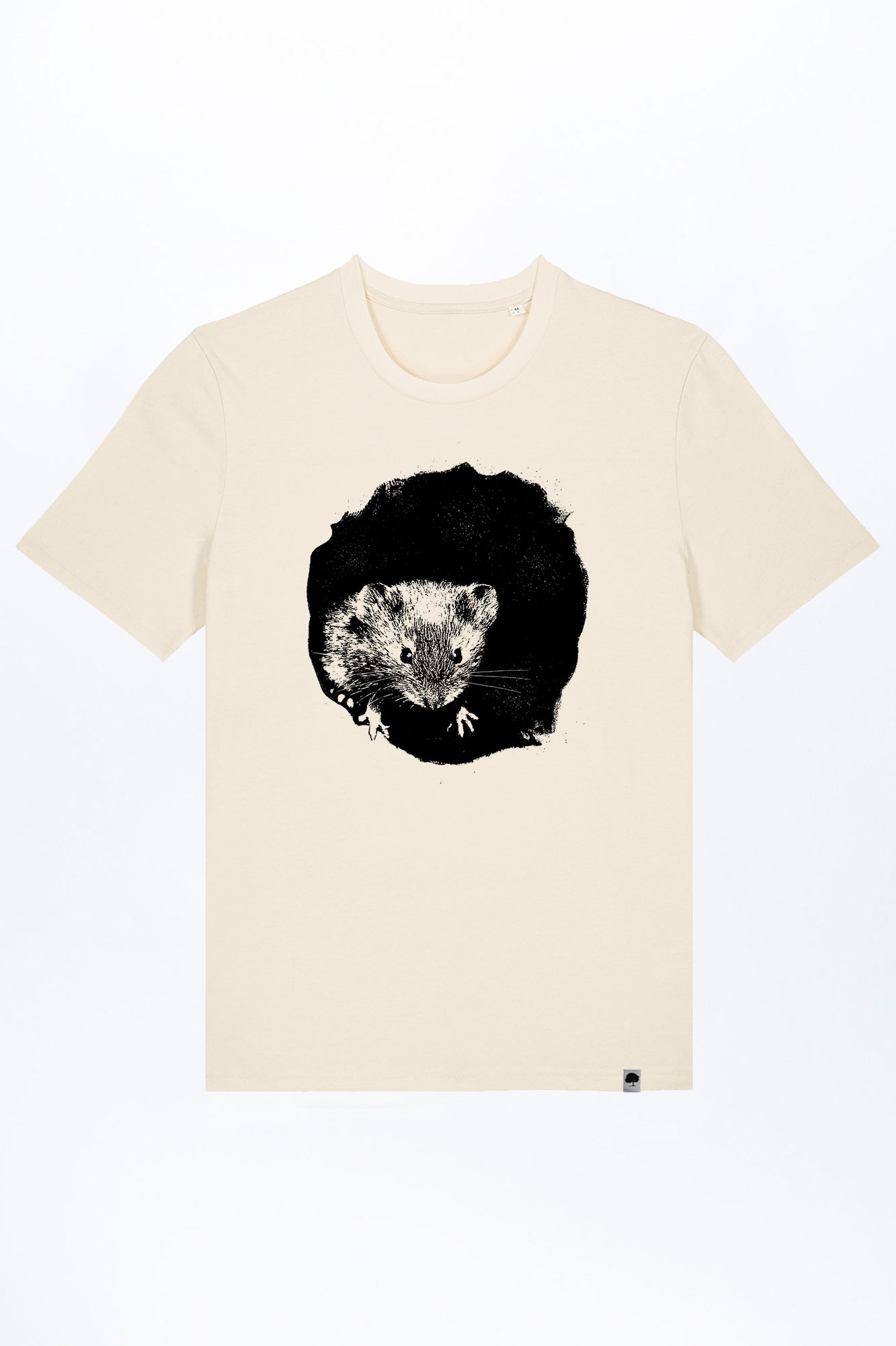 M-STTU169-T-Shirt-aus-Bio-Baumwolle-mit-Druck-Mousie-Natural-Raw