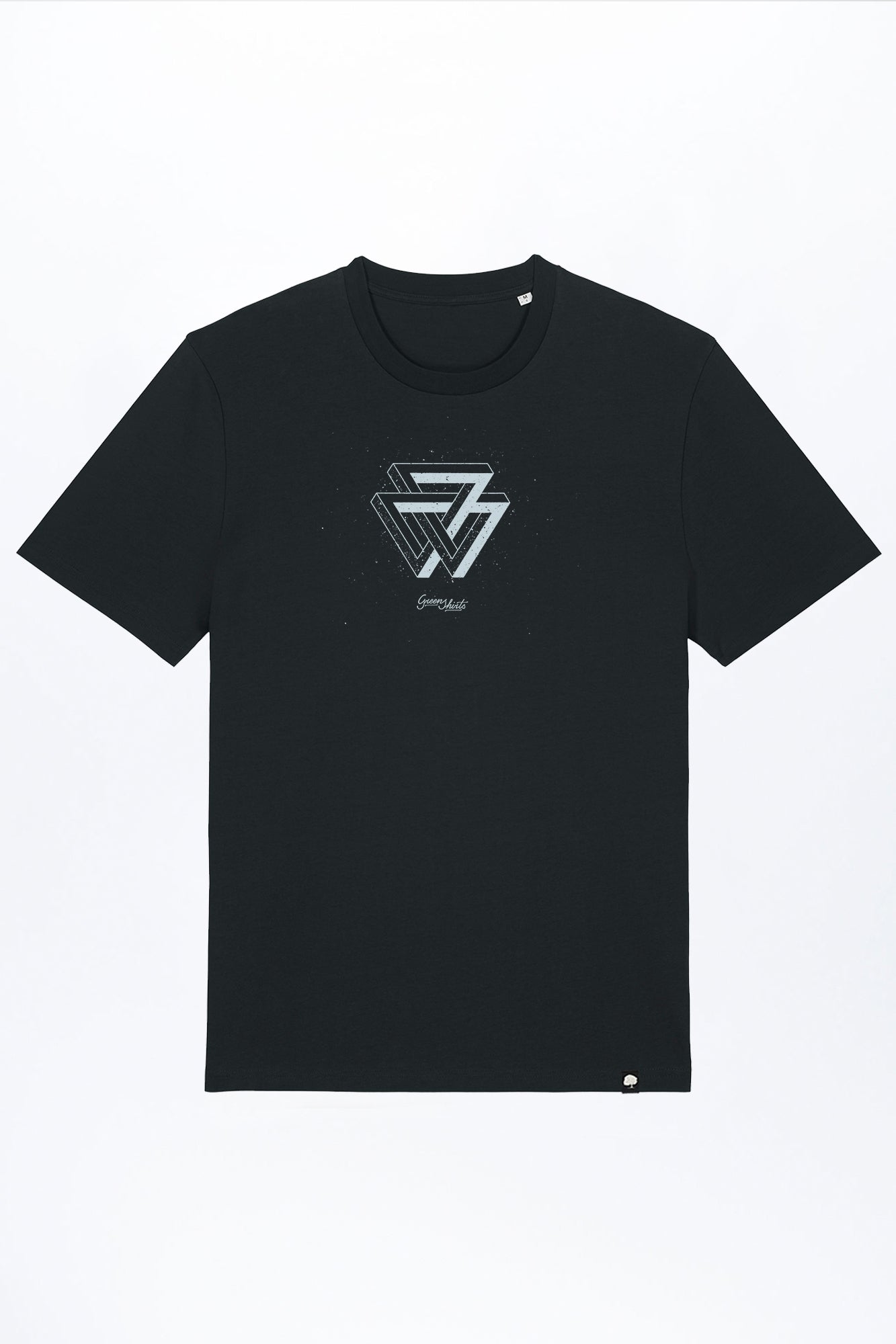 M-STTU169-T-Shirt-aus-Bio-Baumwolle-mit-Druck-Triangle-Black