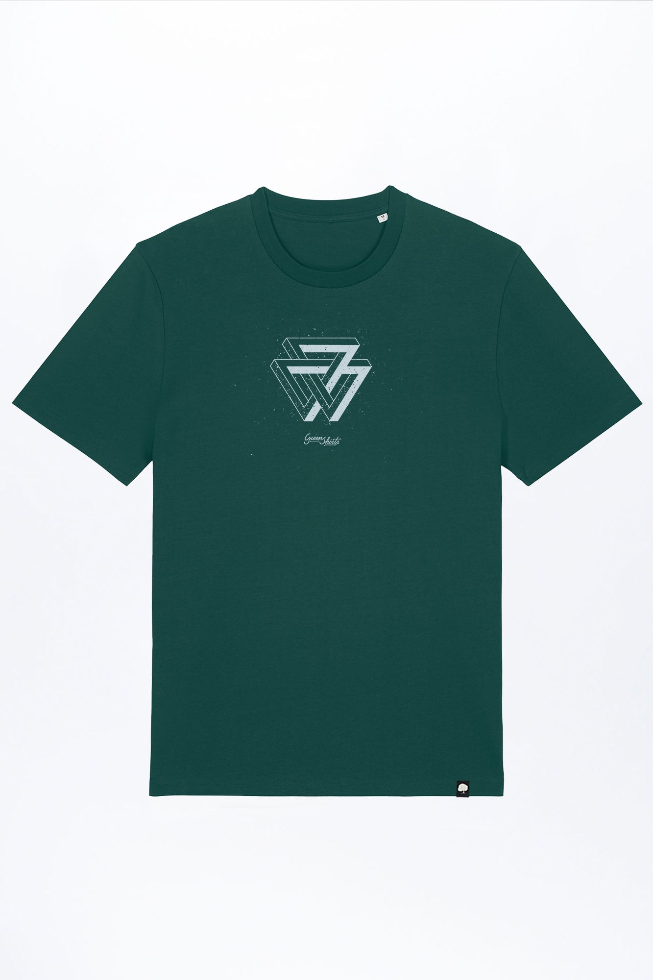 M-STTU169-T-Shirt-aus-Bio-Baumwolle-mit-Druck-Triangle-Glazed-Green