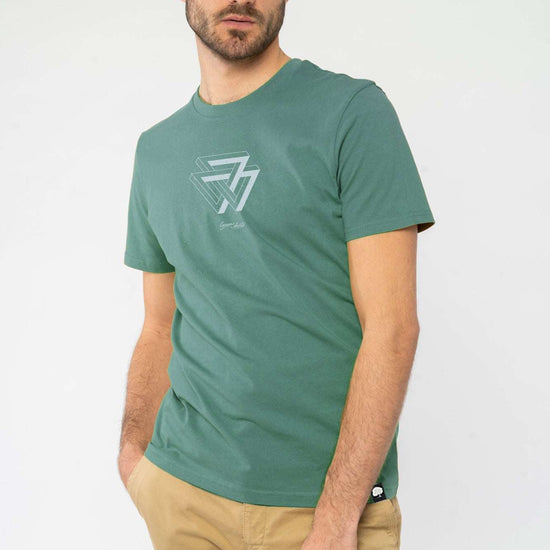 M-STTU169-T-Shirt-aus-Bio-Baumwolle-mit-Druck-Triangle-Green-Bay-Model