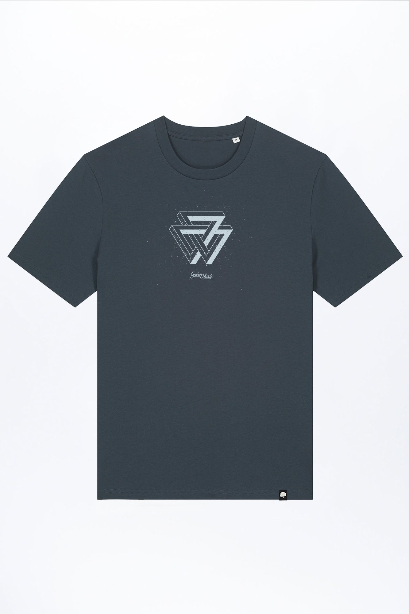 M-STTU169-T-Shirt-aus-Bio-Baumwolle-mit-Druck-Triangle-India-Ink-Grey