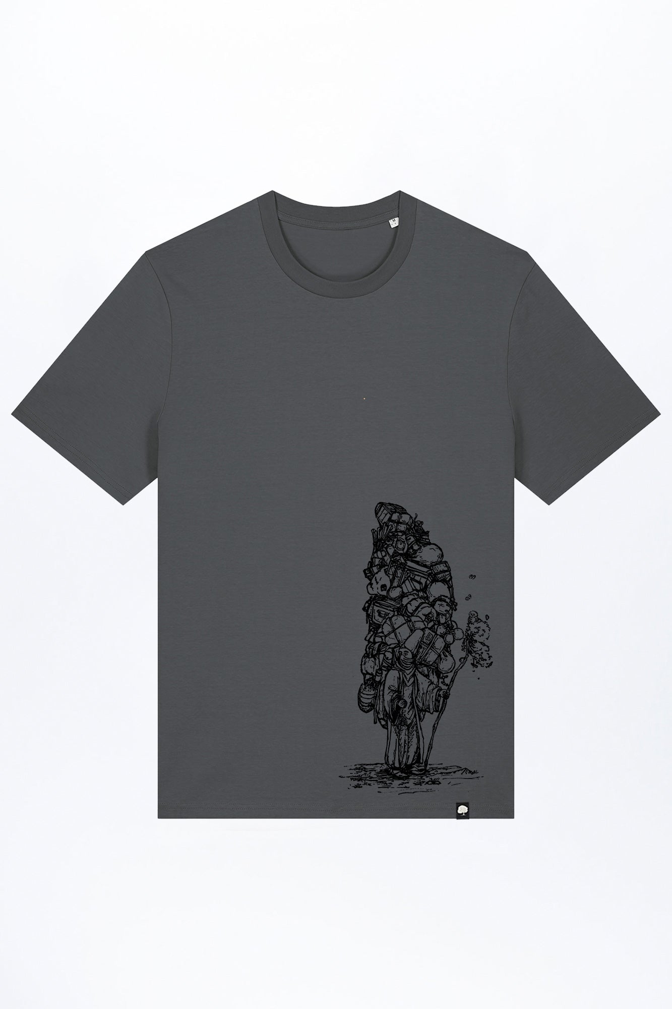 M-STTU169-T-Shirt-aus-Bio-Baumwolle-mit-Druck-Wanderer-Anthracite