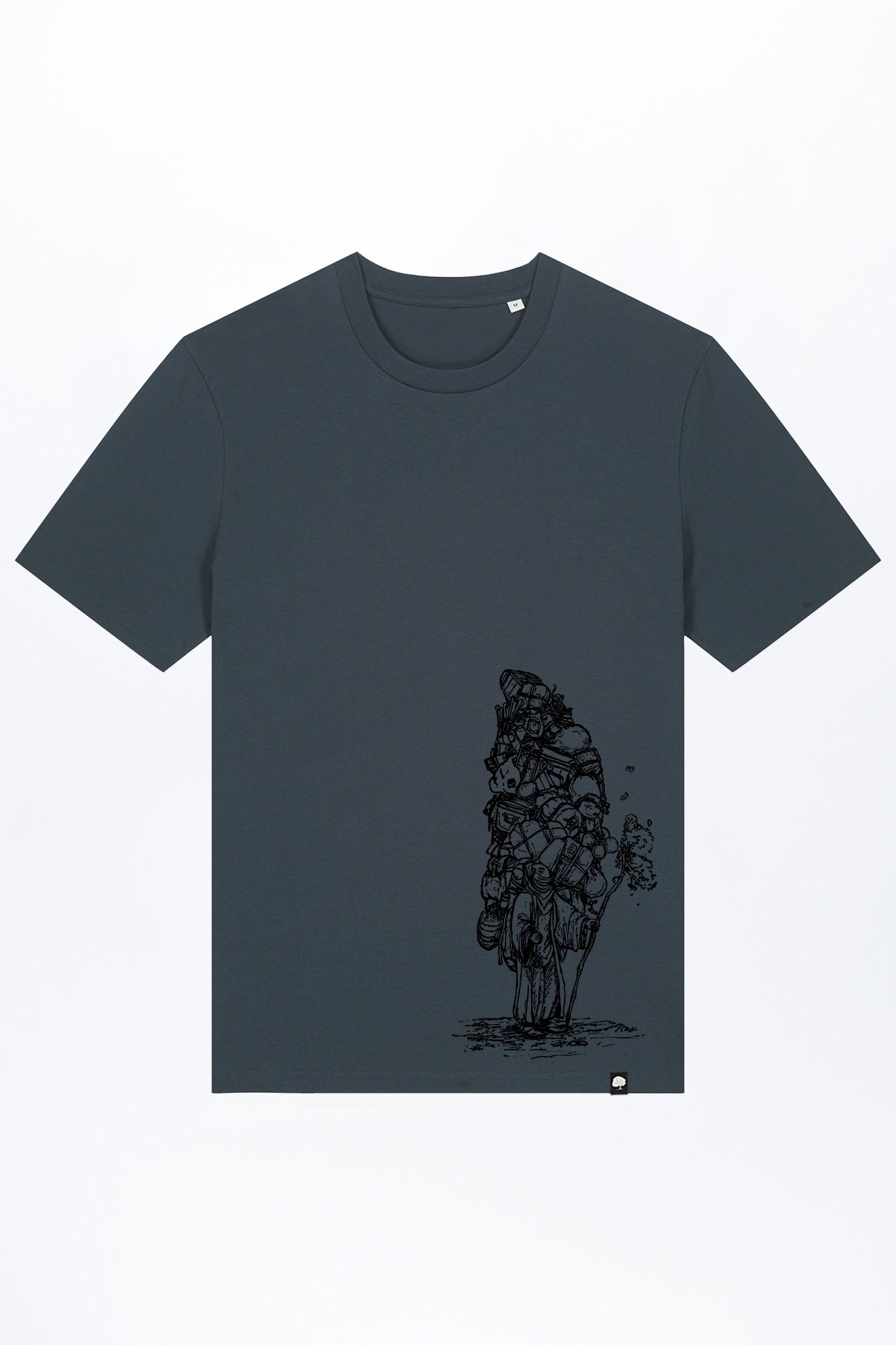 M-STTU169-T-Shirt-aus-Bio-Baumwolle-mit-Druck-Wanderer-India-ink_Grey
