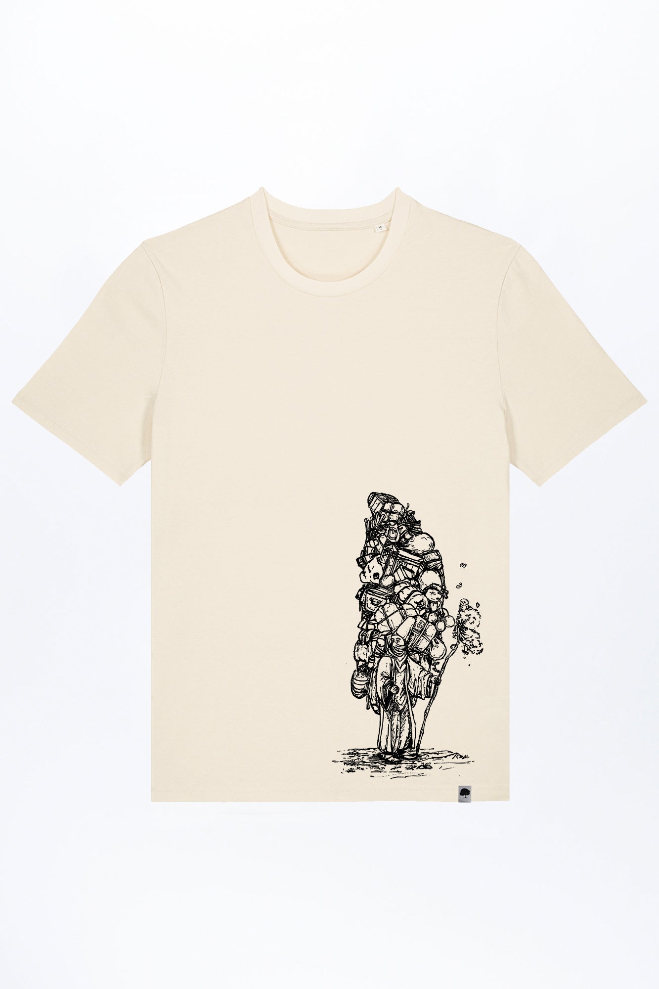 M-STTU169-T-Shirt-aus-Bio-Baumwolle-mit-Druck-Wanderer-Natural-Raw